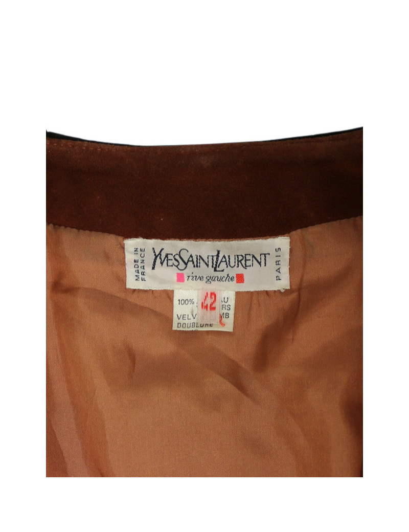 Veste YSL Rive Gauche à franges suède marron