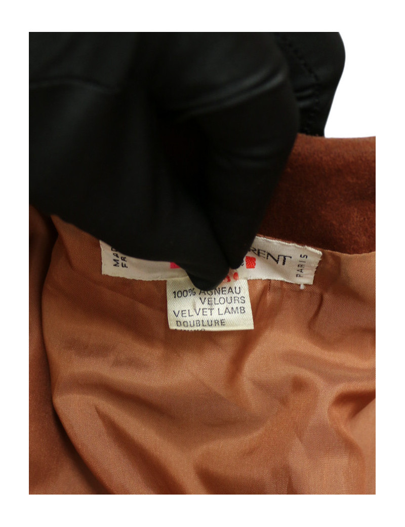 Veste YSL Rive Gauche à franges suède marron