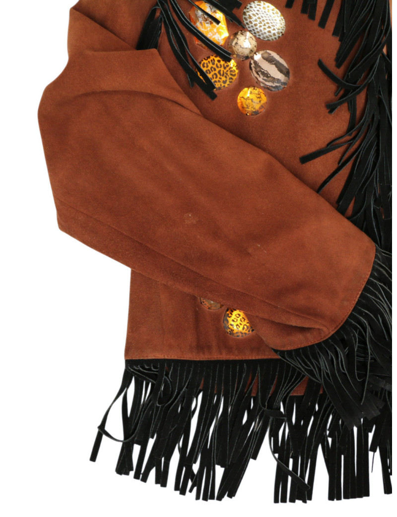 Veste YSL Rive Gauche à franges suède marron