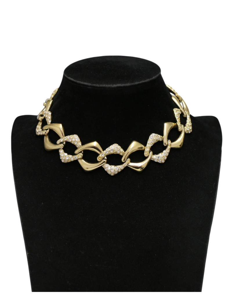 Ras de cou doré à strass Yves Saint Laurent