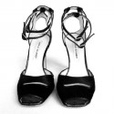 Pumps black foal, satin and leather varnished MANOLO BLAHNIK T38, 5