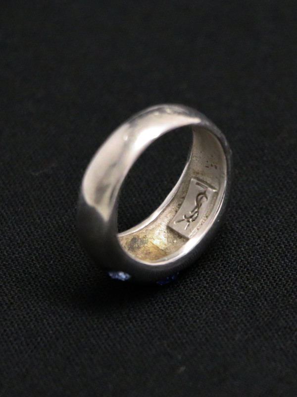 Bague YSL argent sertie de pierres bleues