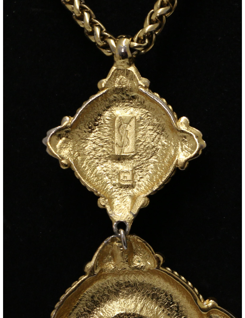 Couture Sautoir pendentif YVES SAINT LAURENT chaine palmier