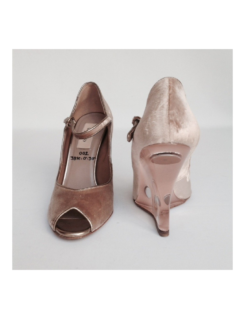 Sandales hautes en velours couleur vieux rose VALENTINO T38