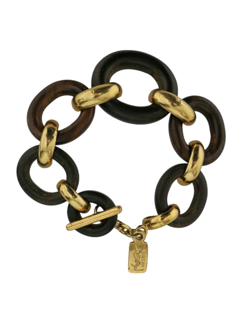 Bracelet avec des anneaux en ébène 1980 Yves Saint Laurent