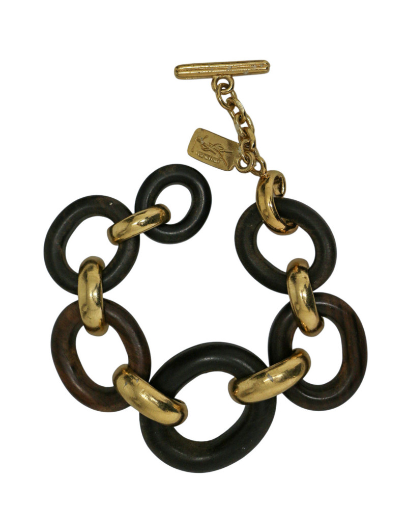 Bracelet avec des anneaux en ébène 1980 Yves Saint Laurent