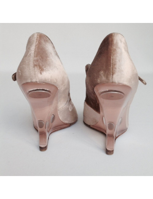 Sandales hautes en velours couleur vieux rose VALENTINO T38