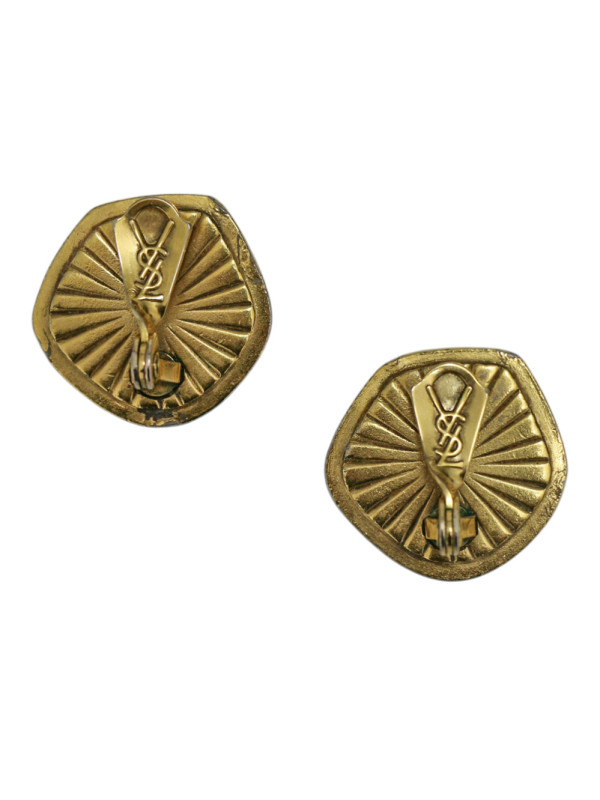 Clips dorés et résine noire Yves Saint Laurent