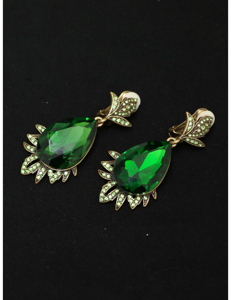 Clips Oscar De La Renta vert émeraude