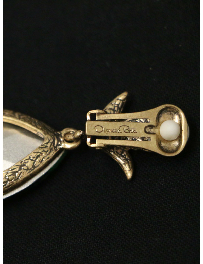 Clips Oscar De La Renta vert émeraude