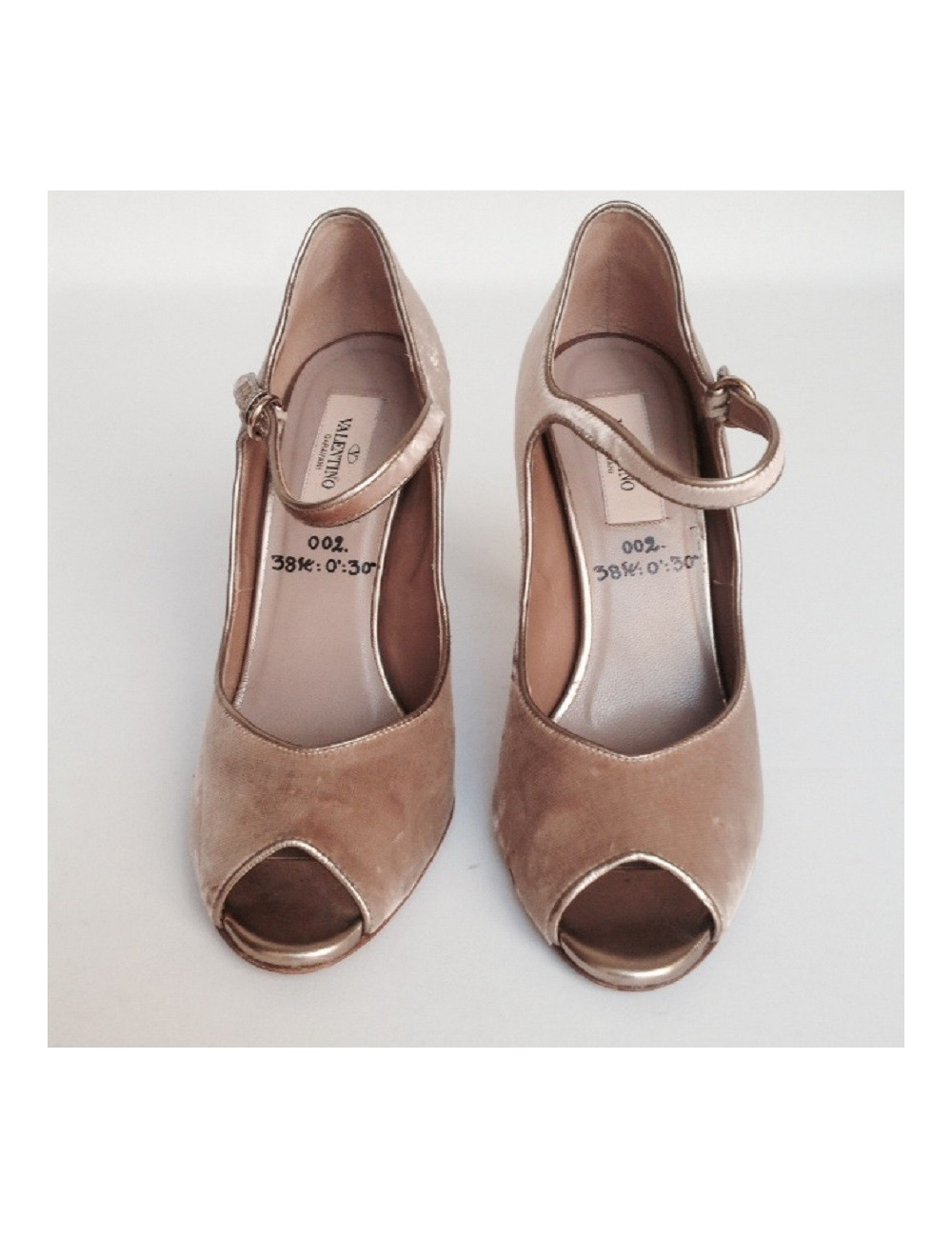 Sandales hautes en velours couleur vieux rose VALENTINO T38