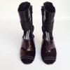 Sandales hautes en cuir noir imitation croco python MANOLO BLAHNIK T38