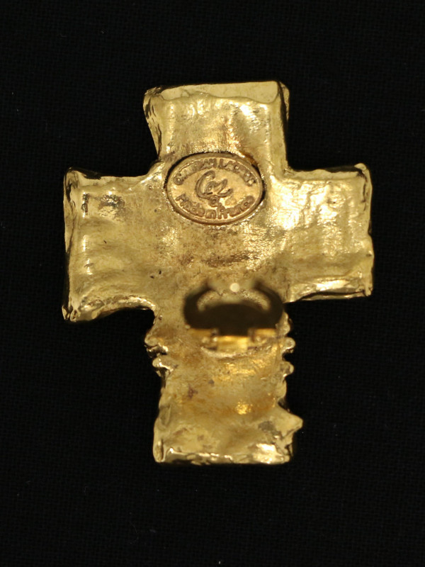 Boucles d'Oreilles Clip Christian Lacroix Vintage Croix Texturées