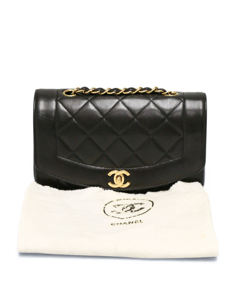 Sac Chanel Diana small cuir noir