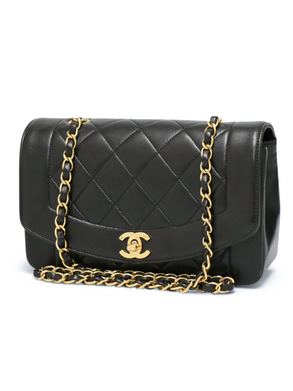 Sac Chanel Diana small cuir noir