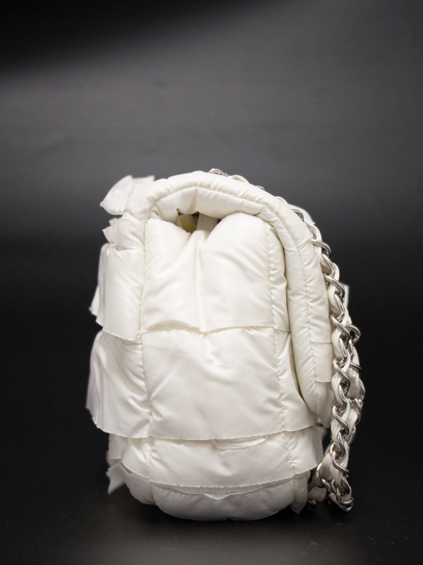 Sac Bandoulière Chanel Collection Neige en Toile Parachute Blanche par Karl Lagerfeld