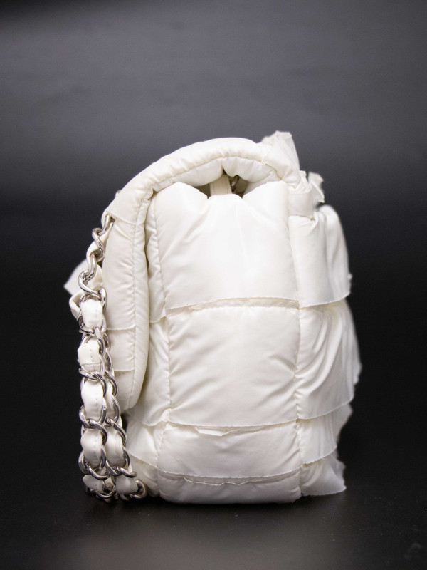 Sac Bandoulière Chanel Collection Neige en Toile Parachute Blanche par Karl Lagerfeld