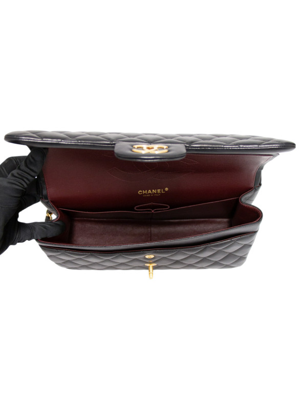 Jumbo Chanel cuir d'agneau noir