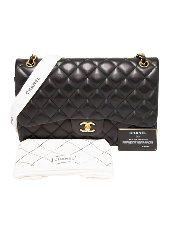 Jumbo Chanel cuir d'agneau noir