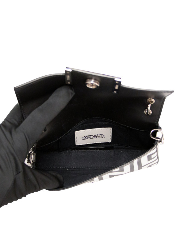 Sac Fendi Baguette Marc JacobsBandoulière Large Logo FF Noir & Blanc