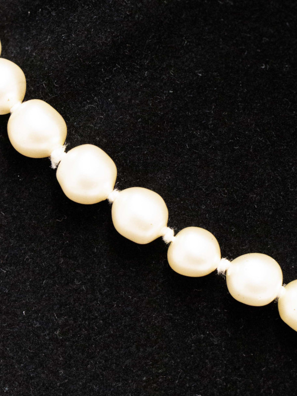 Collier perles double CC strass Chanel