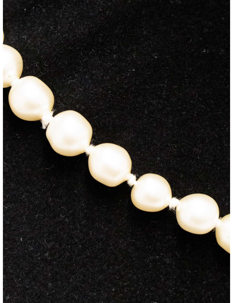 Collier perles double CC strass Chanel