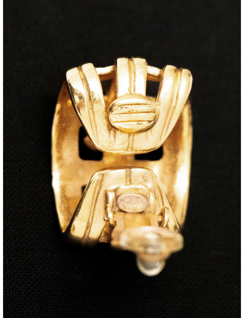 Boucles d'oreilles dorées Chanel Printemps 1996