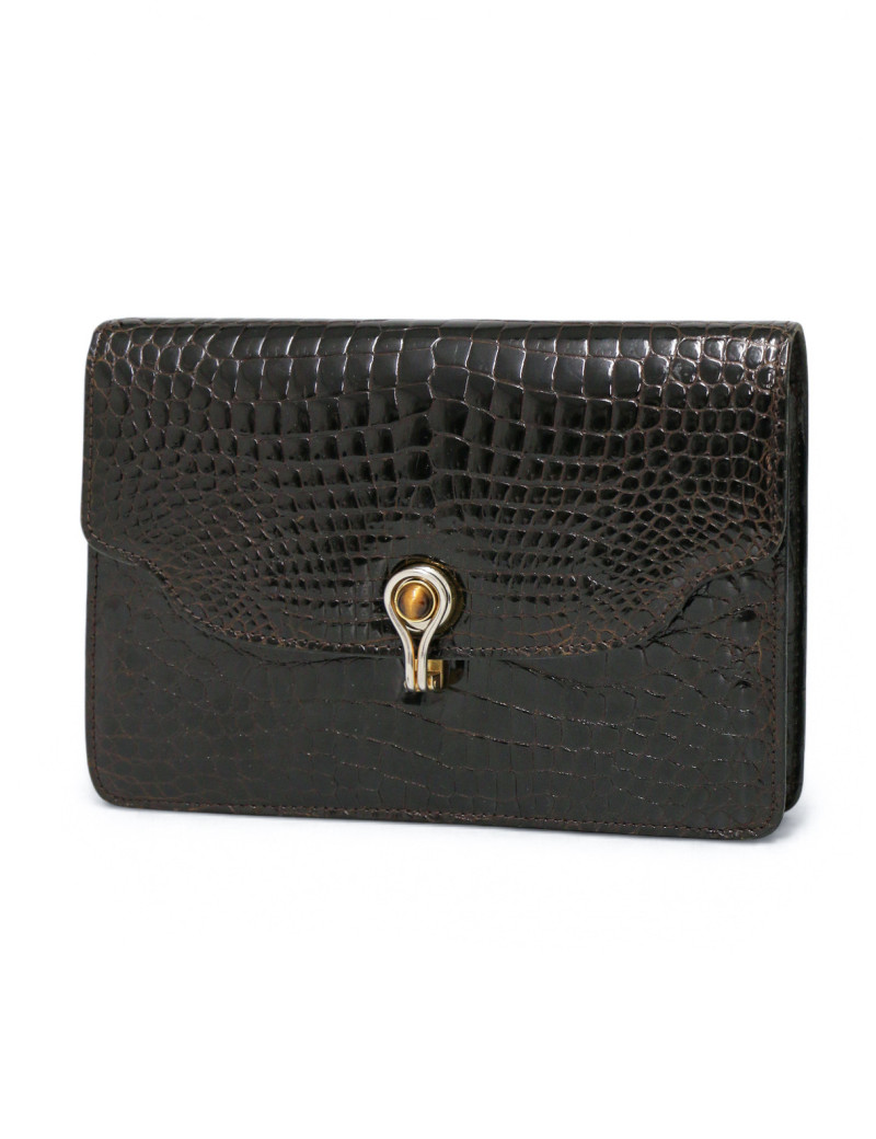 Pochette Gucci Alligator marron Vintage