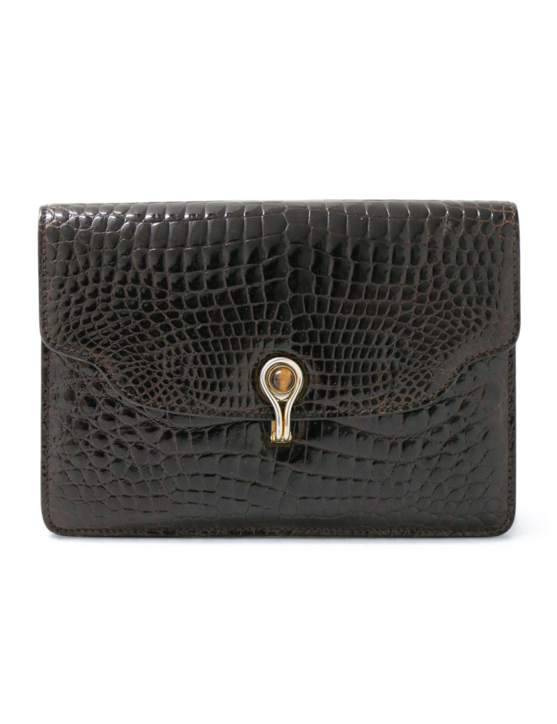 Pochette Gucci Alligator marron Vintage