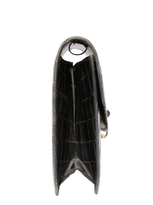 Pochette Gucci Alligator marron oeil de tigre Vintage