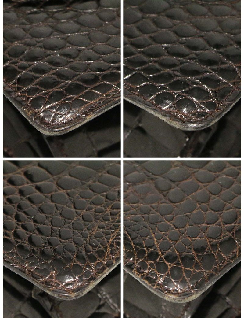 Pochette Gucci Alligator marron oeil de tigre Vintage