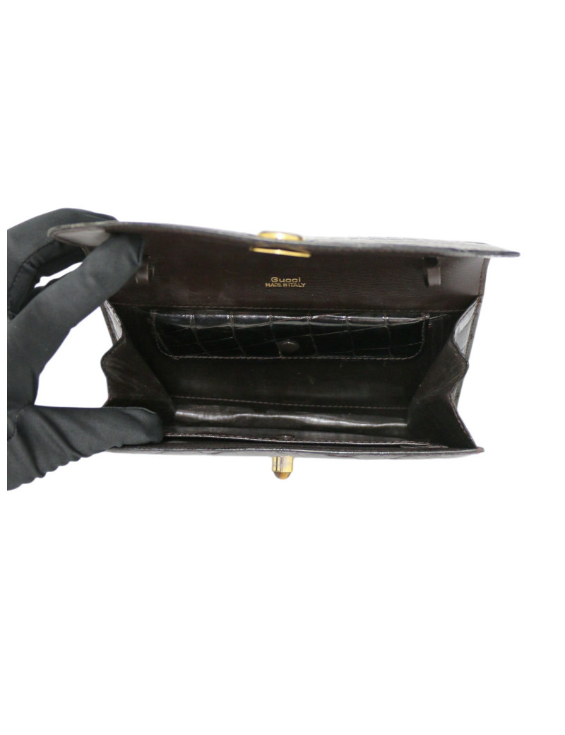 Pochette Gucci Alligator marron Vintage