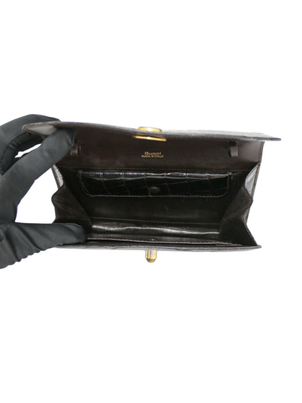 Pochette Gucci Alligator marron Vintage