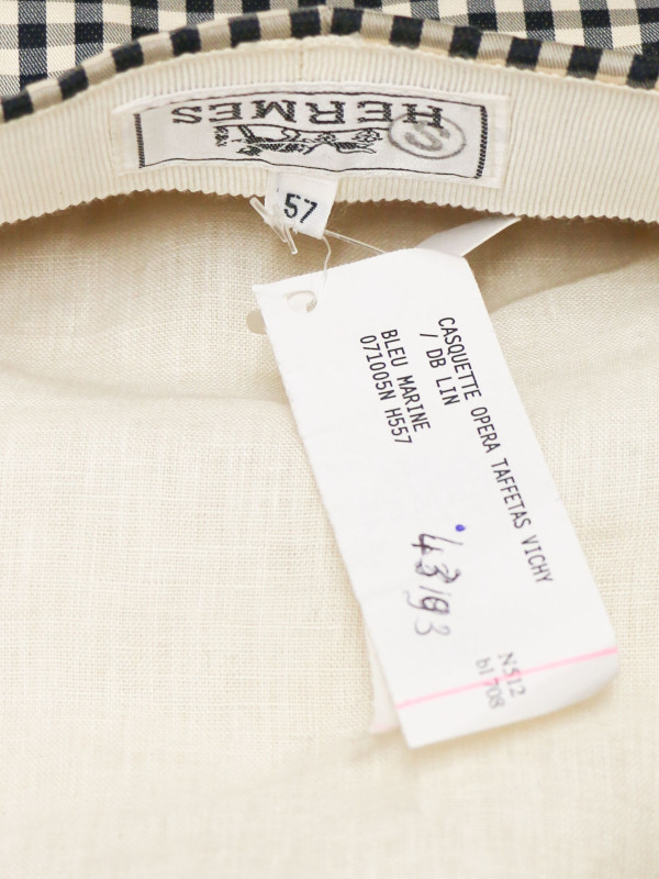 Casquette Hermès T57 Opéra  vichy bleu marine P/E 2007