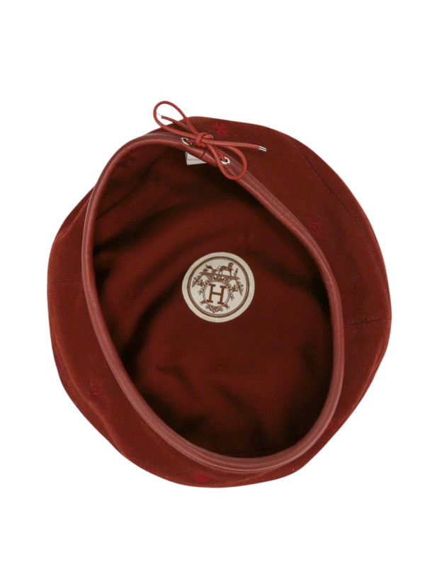 Béret Hermès 100 % cachemire cuir d'agneau