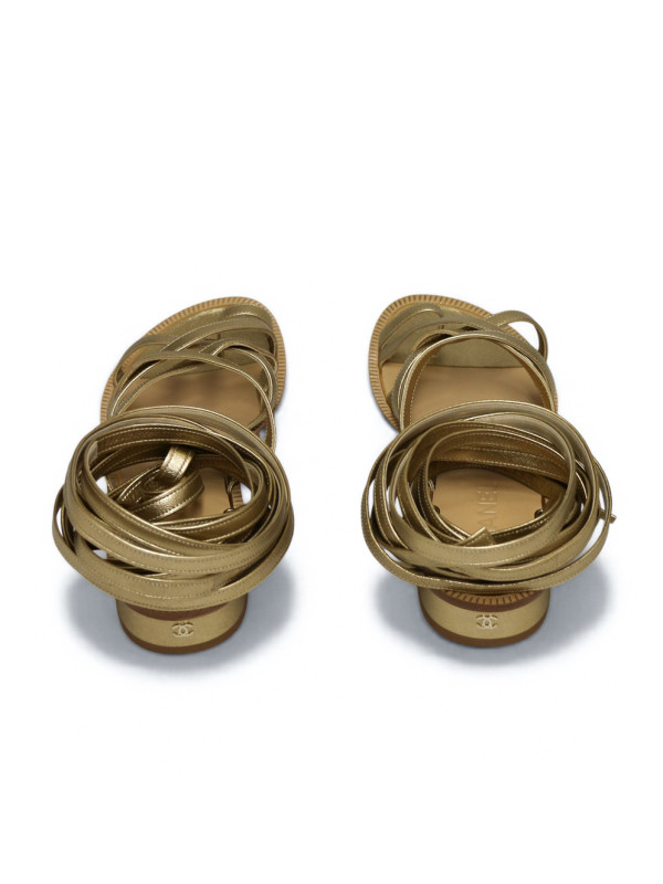 Sandales Chanel Spartiates T39,5 dorées