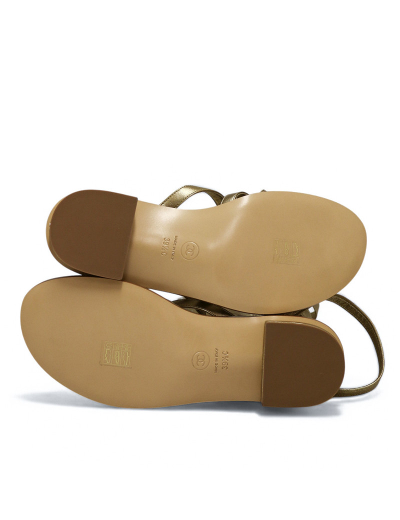 Sandales Chanel Spartiates T39,5 dorées