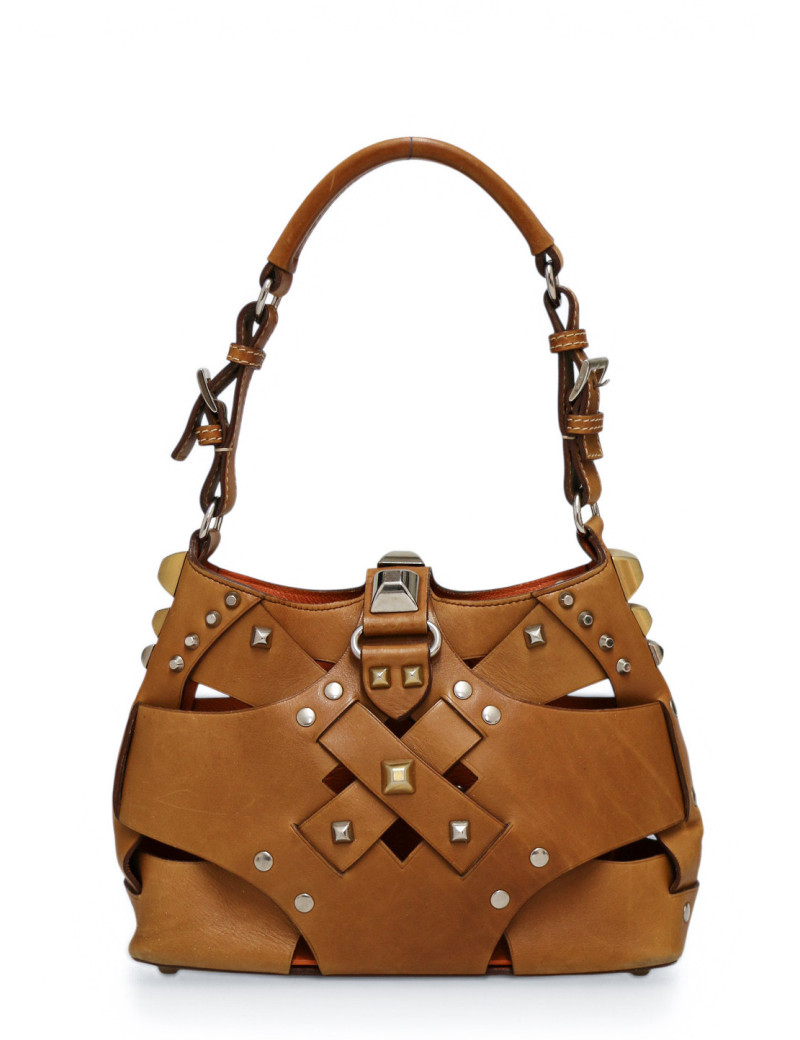 Prada small hobo bag brown leather