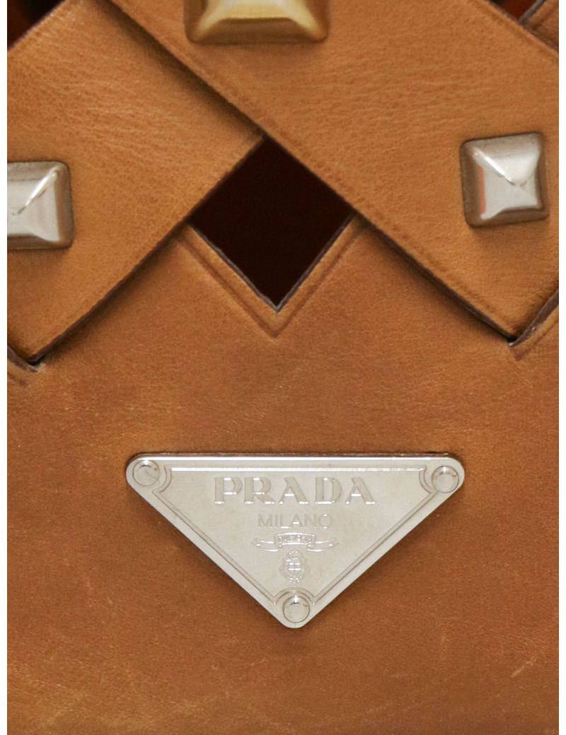 Prada small hobo bag brown leather