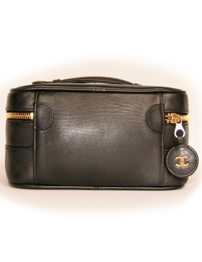 Vanity case CHANEL en cuir noir