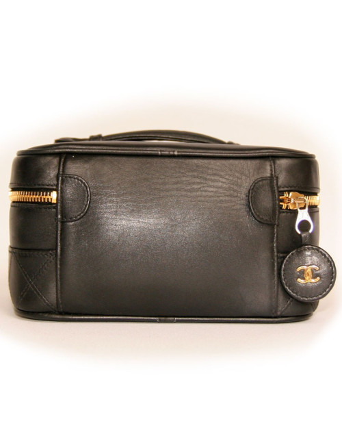 Vanity case CHANEL en cuir noir