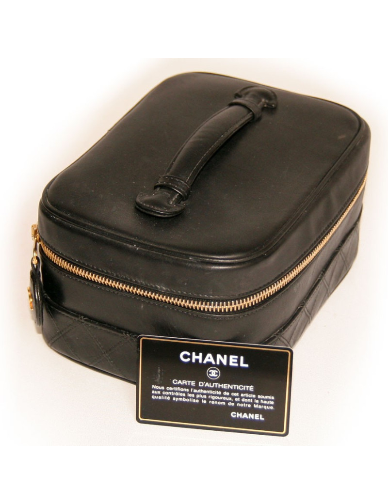 Vanity case CHANEL en cuir noir