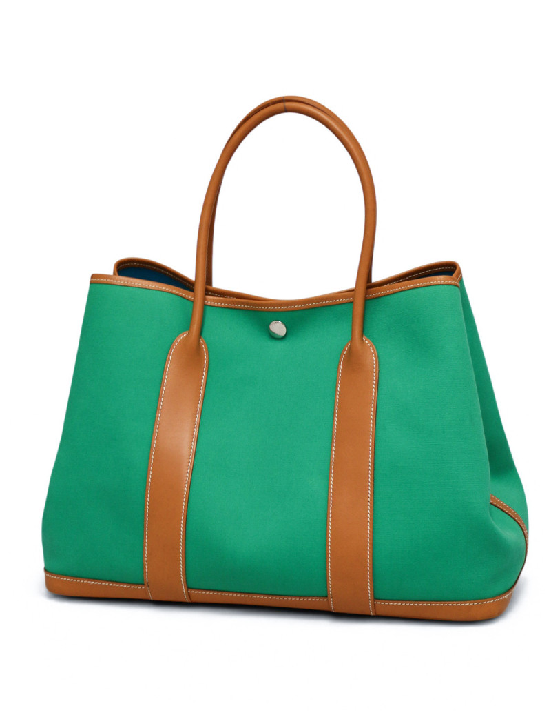 Hermès Garden Party bamboo green and gold barenia