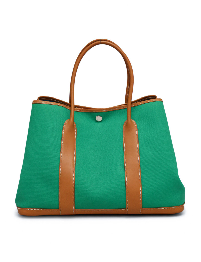 Hermès Garden Party bamboo green and gold barenia