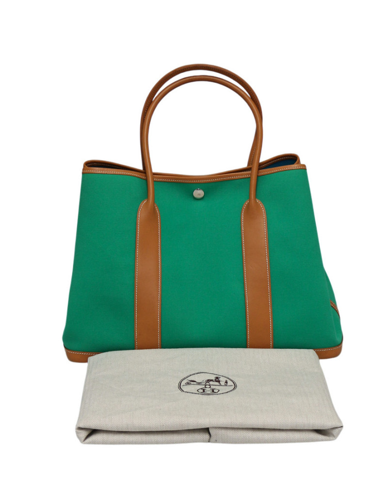 Hermès Garden Party bamboo green and gold barenia