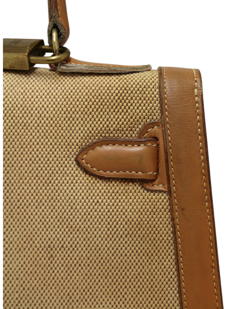 Kelly 28 toile et cuir Hermès vintage