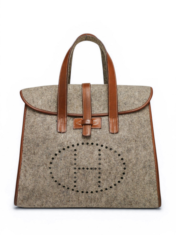 Sac Hermès Feudou Evelyne laine grise