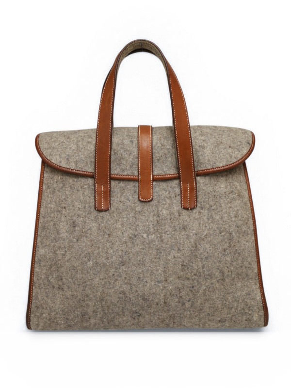 Sac Hermès Feudou Evelyne laine grise