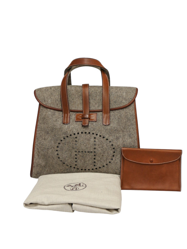 Sac Hermès Feudou Evelyne laine grise