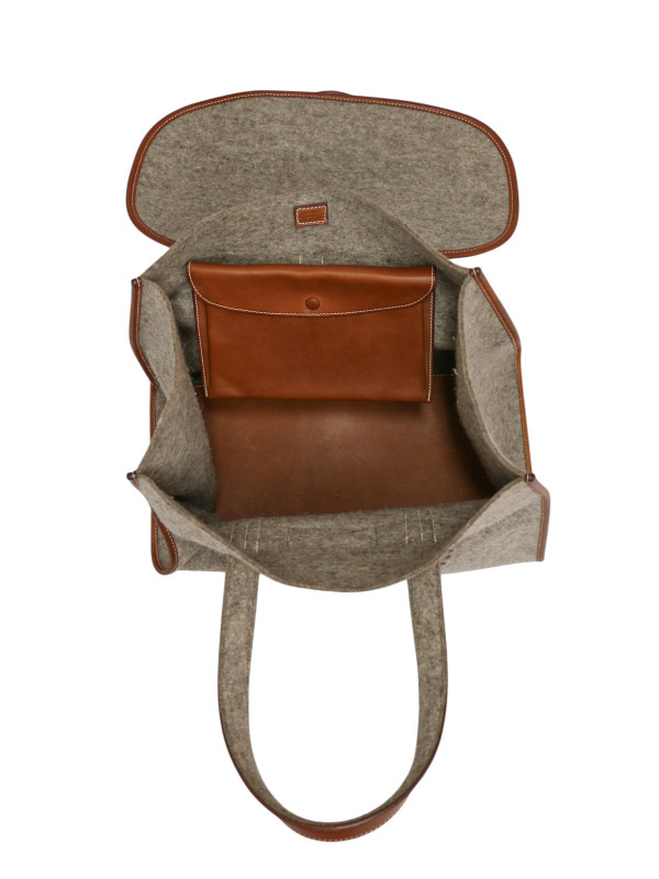 Sac Hermès Feudou Evelyne laine grise